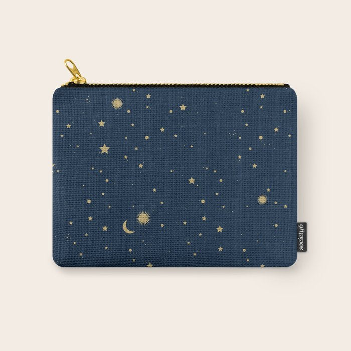Magical Night / Galaxy in Blue and Golden Yellow Shades Carry All Pouch Gallery Image 1