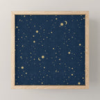 Magical Night / Galaxy in Blue and Golden Yellow Shades Mini Art Print Gallery Image 1