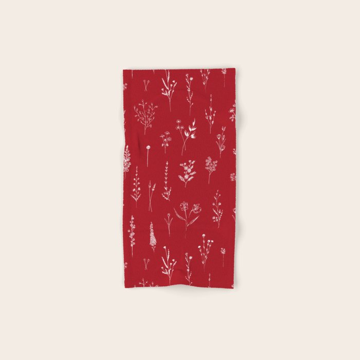 Red Wildflowers Bath Towel Gallery Image 1