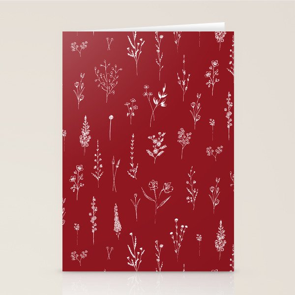 Red Wildflowers Stationery Card Gallery Image 1