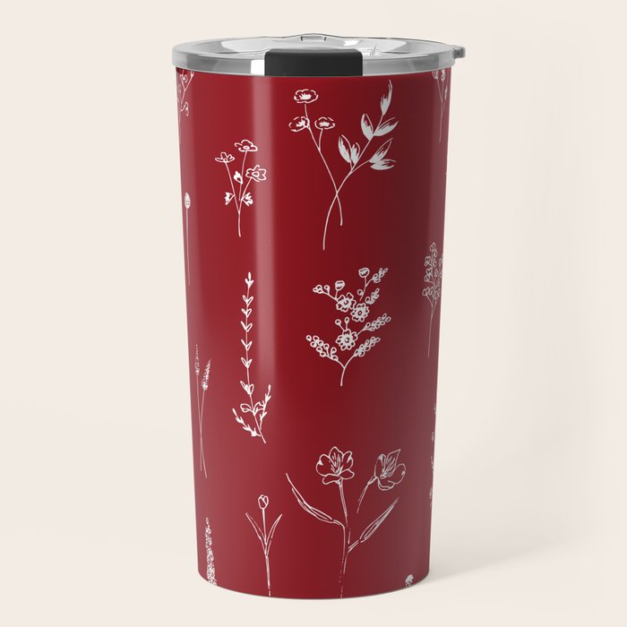 Red Wildflowers Travel Mug Gallery Image 1