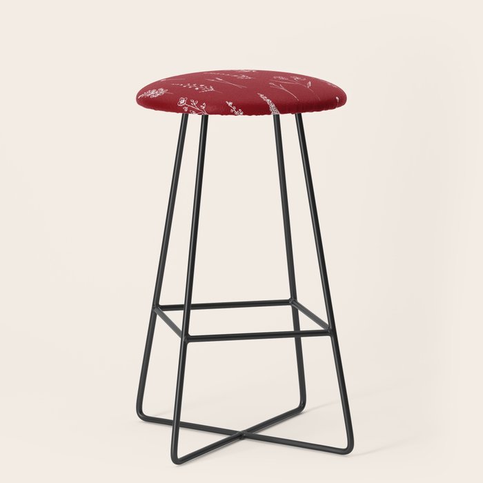 Red Wildflowers Stool Gallery Image 1