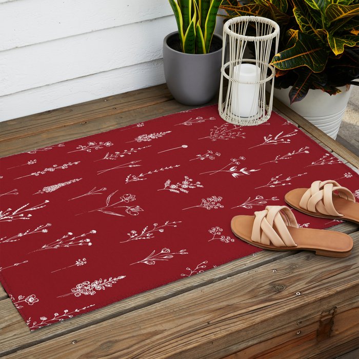 Red Wildflowers Outdoor Rug Gallery Image 2