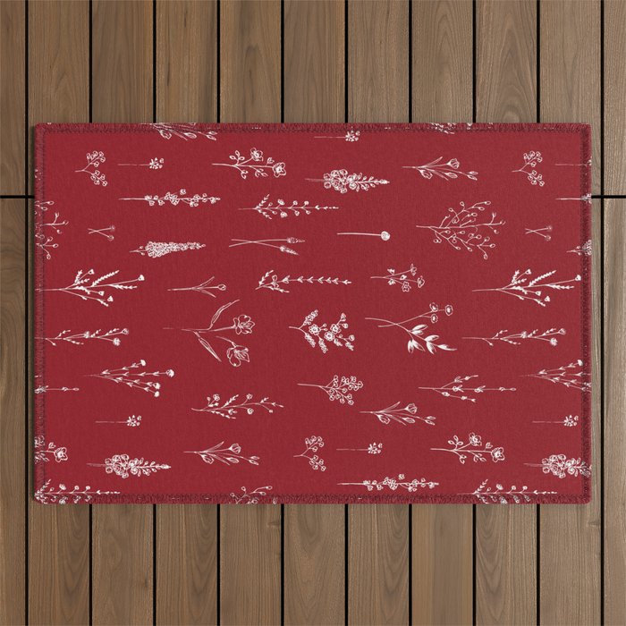 Red Wildflowers Outdoor Rug Gallery Image 1
