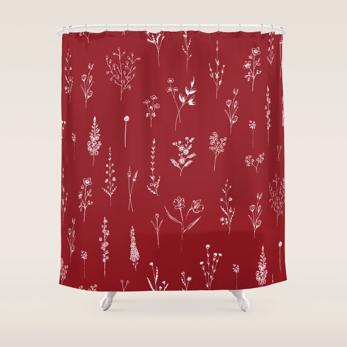 Red Wildflowers Shower Curtain Gallery Image 1