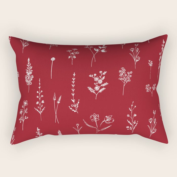 Red Wildflowers Rectangular Pillow Gallery Image 2