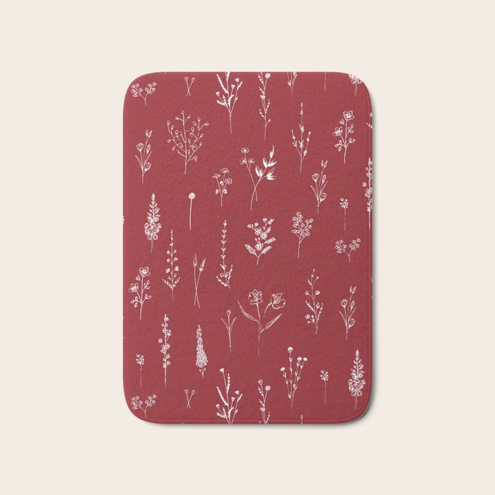 Red Wildflowers Bath Mat Gallery Image 1