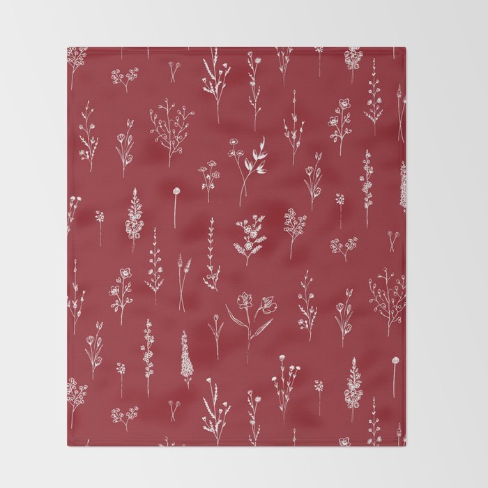 Red Wildflowers Throw Blanket Gallery Image 2
