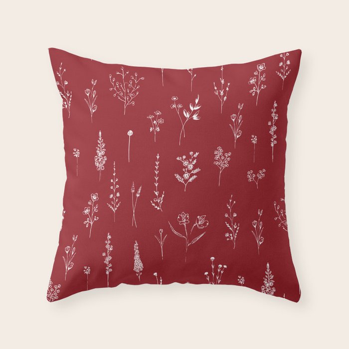 Red Wildflowers Throw Pillow Gallery Image 6