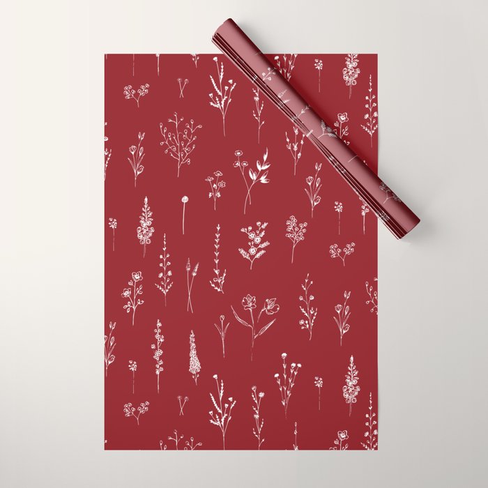 Red Wildflowers Wrapping Paper Gallery Image 1
