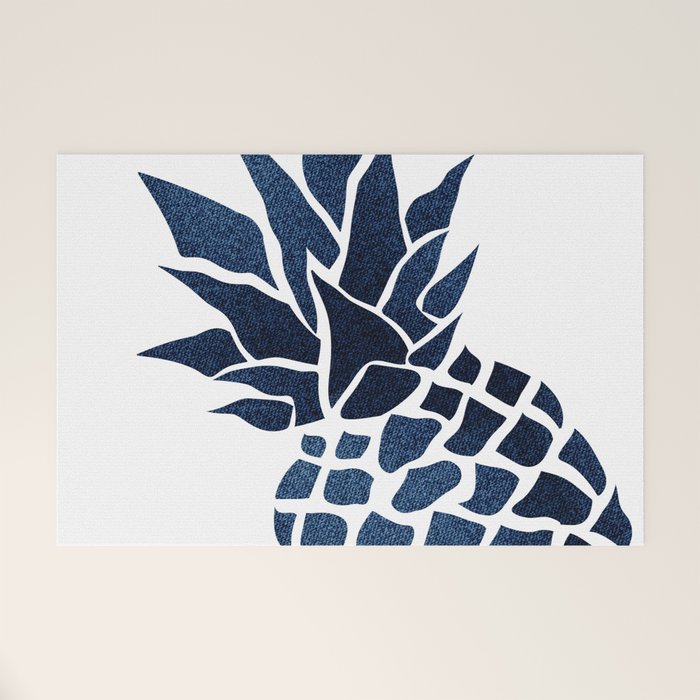 Pineapple, Big Blue, Denim Navy Welcome Mat Gallery Image 1