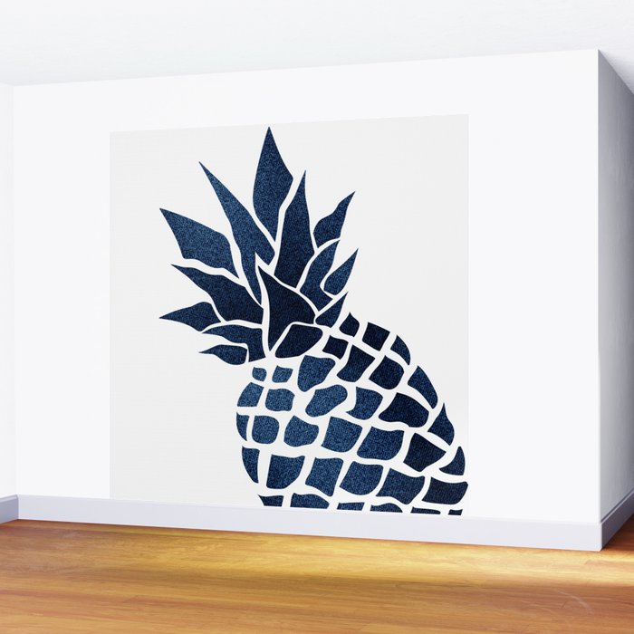 Pineapple, Big Blue, Denim Navy Wall Mural Gallery Image 2