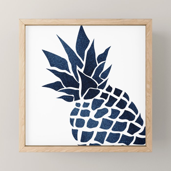 Pineapple, Big Blue, Denim Navy Mini Art Print Gallery Image 1