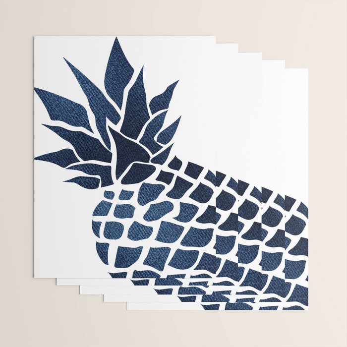 Pineapple, Big Blue, Denim Navy Wrapping Paper Gallery Image 3
