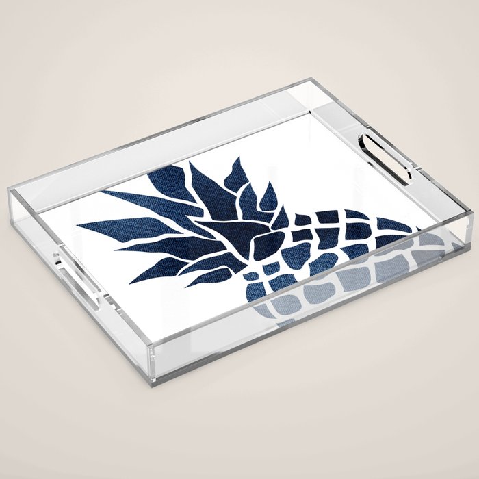 Pineapple, Big Blue, Denim Navy Acrylic Tray Gallery Image 1