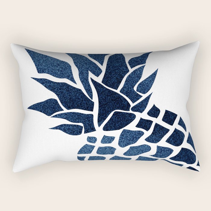 Pineapple, Big Blue, Denim Navy Rectangular Pillow Gallery Image 1