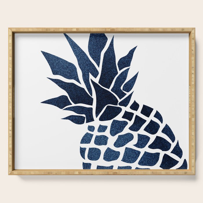 Pineapple, Big Blue, Denim Navy Serving Tray Gallery Image 1
