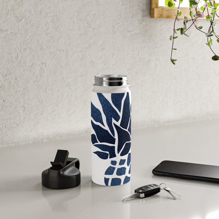 Pineapple, Big Blue, Denim Navy Water Bottle Gallery Image 4