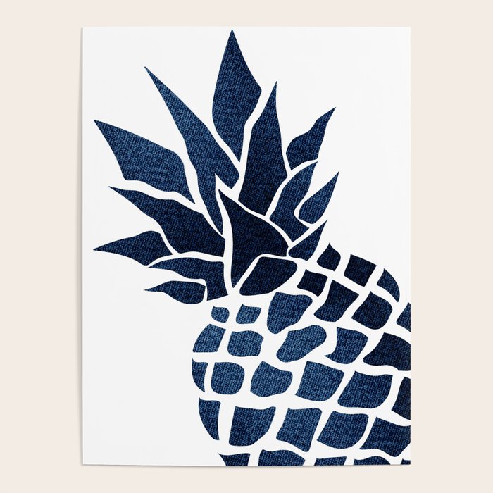 Pineapple, Big Blue, Denim Navy Poster Gallery Image 4