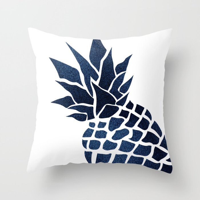 Pineapple, Big Blue, Denim Navy Throw Pillow Gallery Image 6
