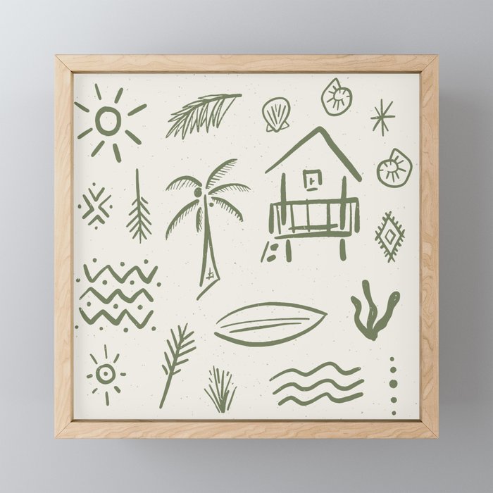 Modern Surf Shack . Paradise Green Mini Art Print Gallery Image 1