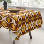 Retro 70s ovals op-art pattern brown, orange Tablecloth Gallery Image 3