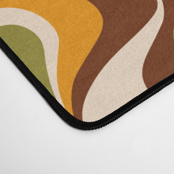 Retro 70s ovals op-art pattern brown, orange Desk Mat Gallery Image 4