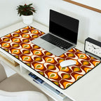 Retro 70s ovals op-art pattern brown, orange Desk Mat Gallery Image 2