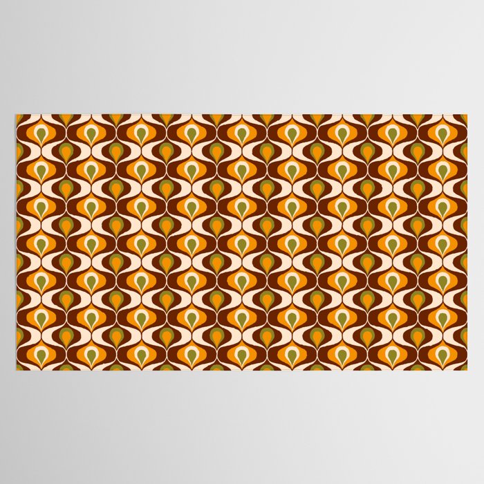 Retro 70s ovals op-art pattern brown, orange Tablecloth Gallery Image 2