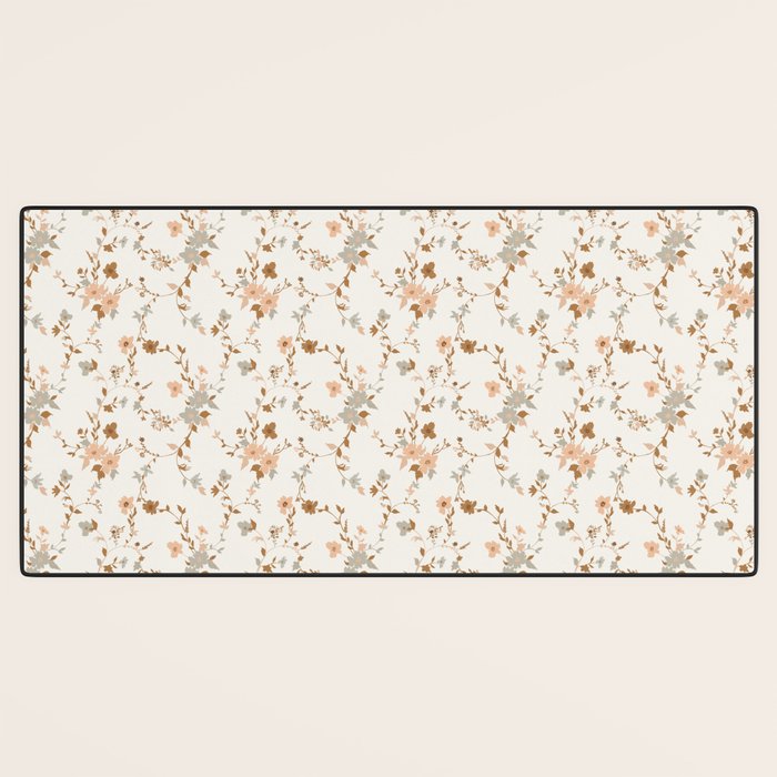 tossed wildflowers - sage apricot Desk Mat Gallery Image 3