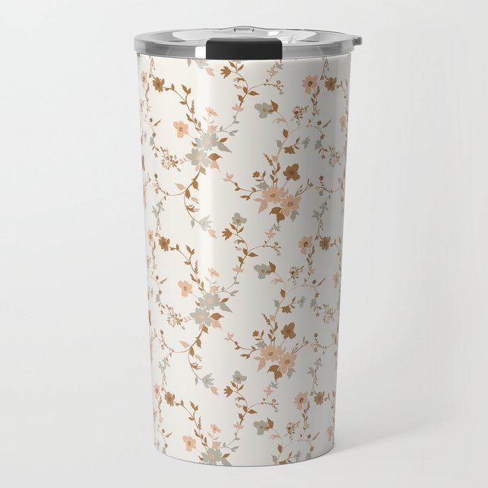 tossed wildflowers - sage apricot Travel Mug Gallery Image 1