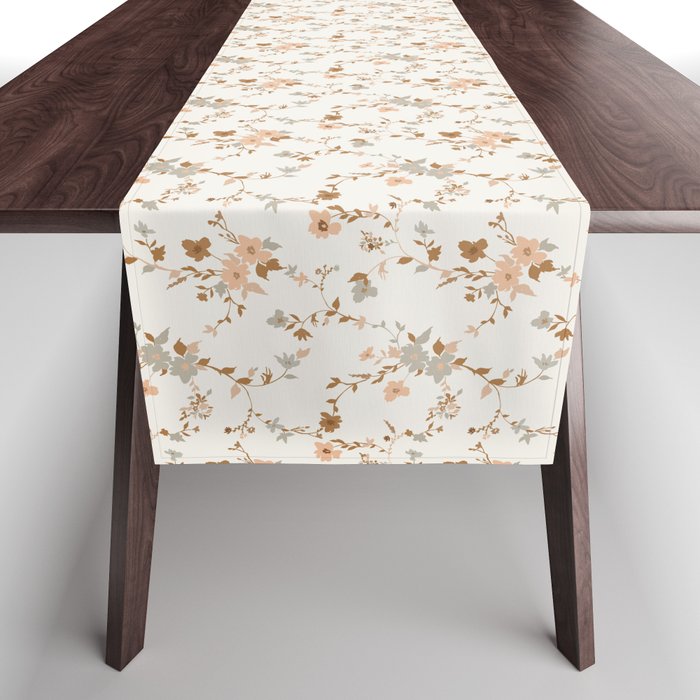 tossed wildflowers - sage apricot Table Runner Gallery Image 1