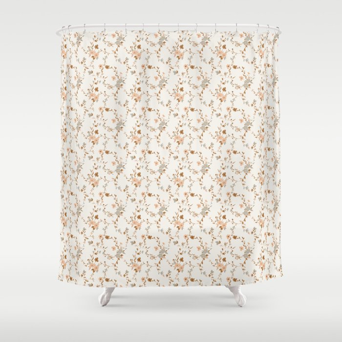 tossed wildflowers - sage apricot Shower Curtain Gallery Image 1