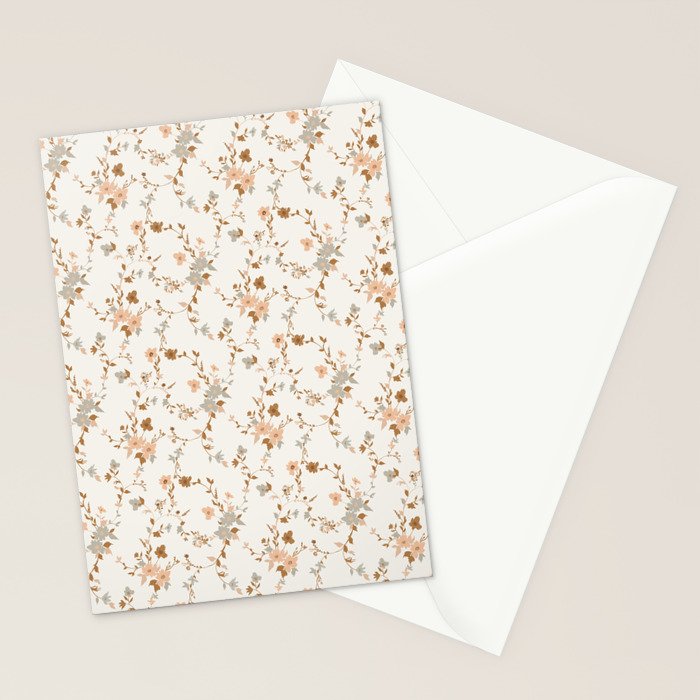 tossed wildflowers - sage apricot Stationery Card Gallery Image 2