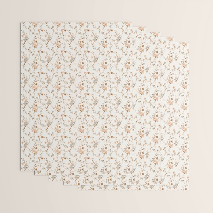 tossed wildflowers - sage apricot Wrapping Paper Gallery Image 3