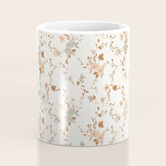 tossed wildflowers - sage apricot Coffee Mug Gallery Image 4