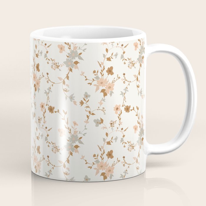 tossed wildflowers - sage apricot Coffee Mug Gallery Image 1
