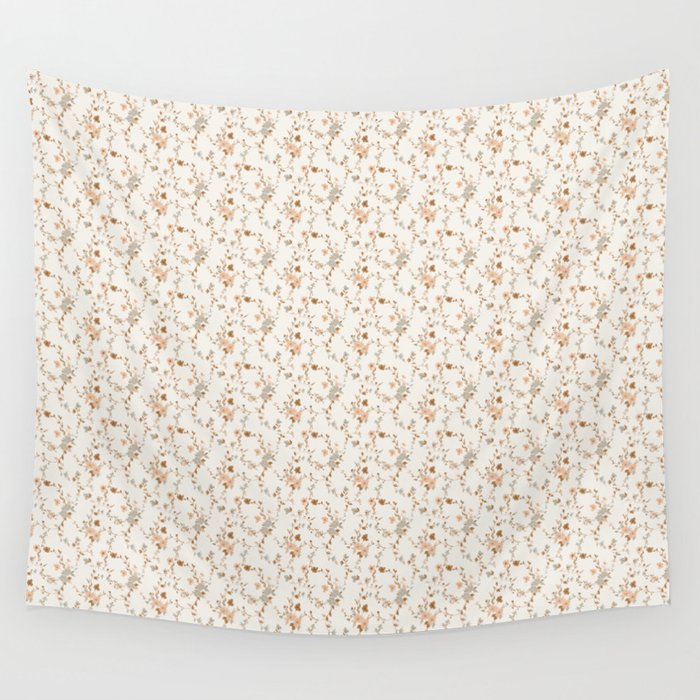 tossed wildflowers - sage apricot Wall Tapestry Gallery Image 1