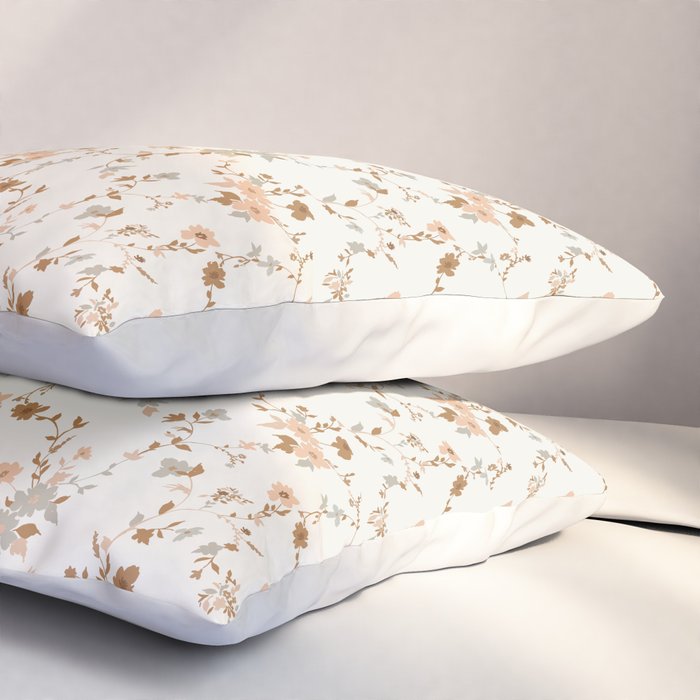 tossed wildflowers - sage apricot Pillow Sham Gallery Image 3