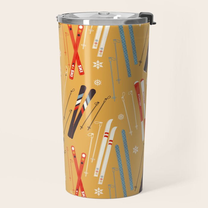 Bright Retro Ski Pattern Travel Mug Gallery Image 2