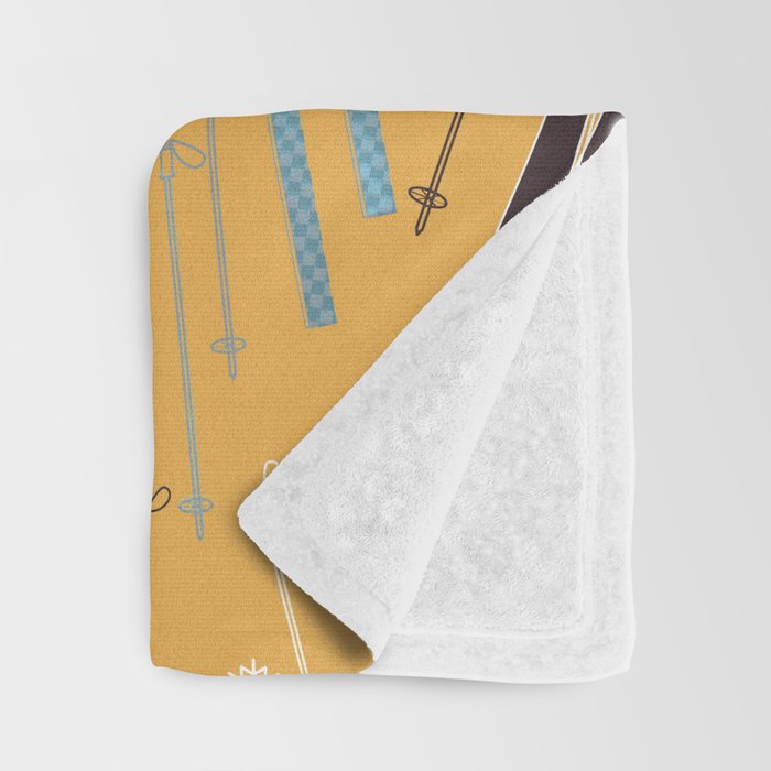 Bright Retro Ski Pattern Throw Blanket Gallery Image 3