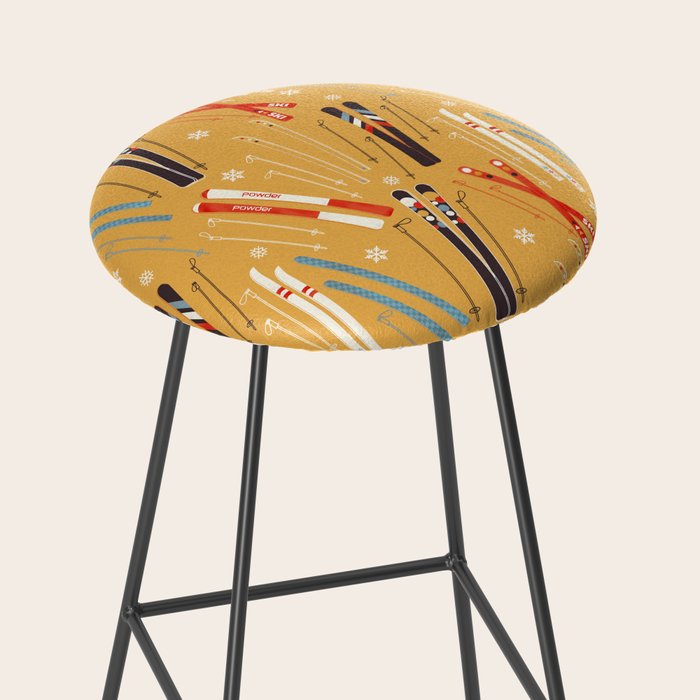 Bright Retro Ski Pattern Stool Gallery Image 2