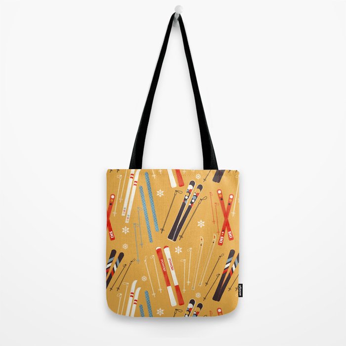 Bright Retro Ski Pattern Tote Bag Gallery Image 2