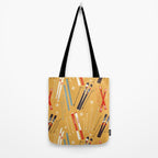Bright Retro Ski Pattern Tote Bag Gallery Image 2