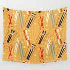 Bright Retro Ski Pattern Wall Tapestry Gallery Image 4