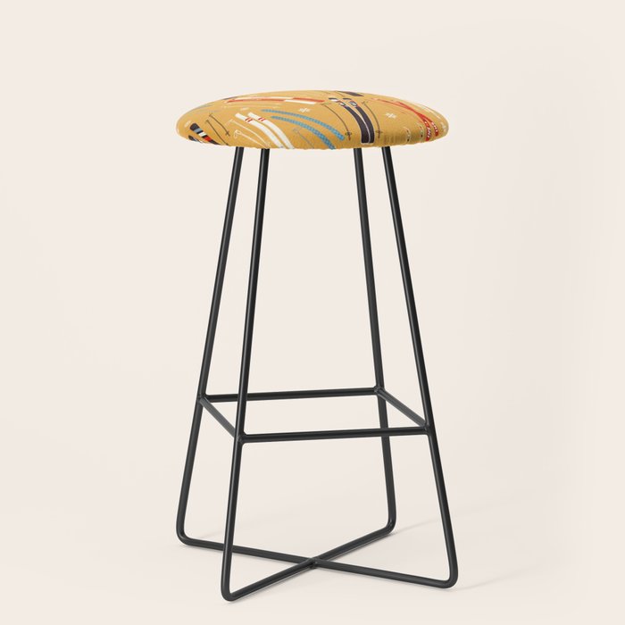 Bright Retro Ski Pattern Stool Gallery Image 1