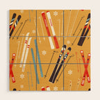 Bright Retro Ski Pattern Wood Wall Art Gallery Image 1