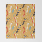 Bright Retro Ski Pattern Throw Blanket Gallery Image 2