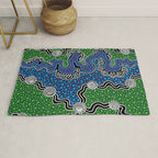 Authentic Aboriginal Art - The River (green) Rug Gallery Image 1