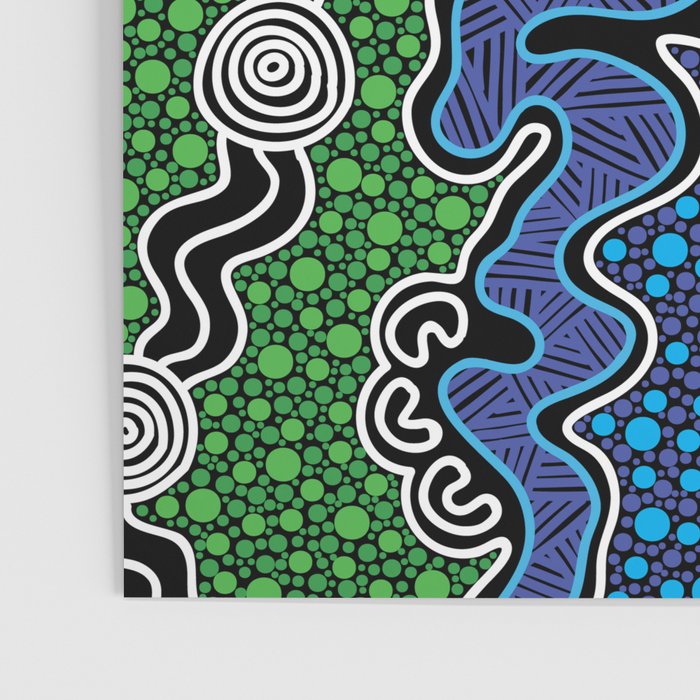 Authentic Aboriginal Art - The River (green) Poster Gallery Image 3
